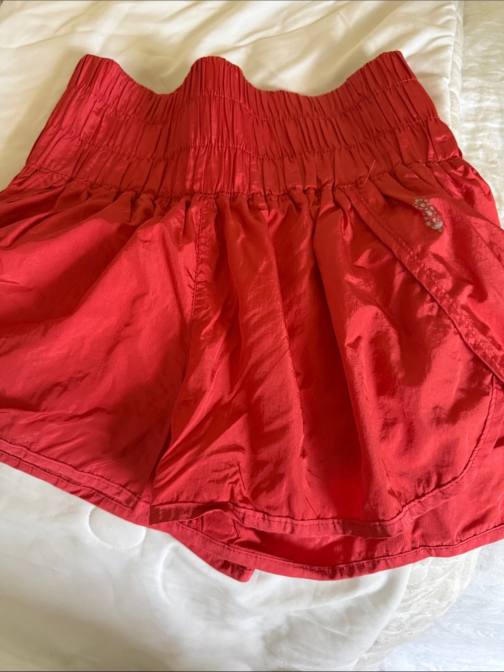 FP Movement by Free People Red Smocked-Waist Athletic Shorts